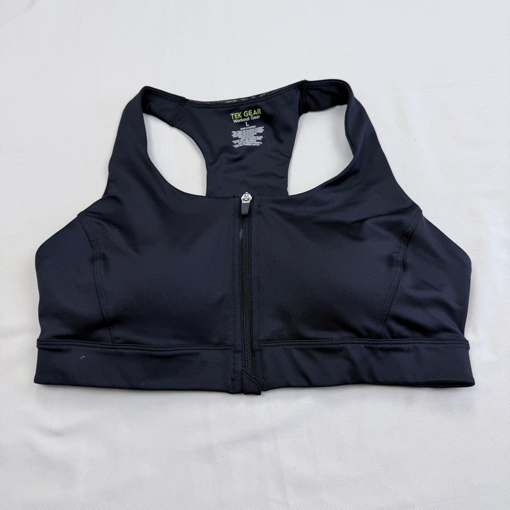 Tek Gear Black Zip-Front Sports Bra - Picture 8 of 9